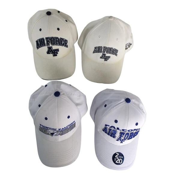 Set of 4 United States Air Force USAF White Baseball Hat Ball Cap Falcons AF - Picture 1 of 15